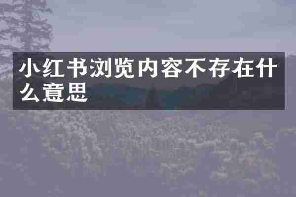 小红书浏览内容不存在什么意思