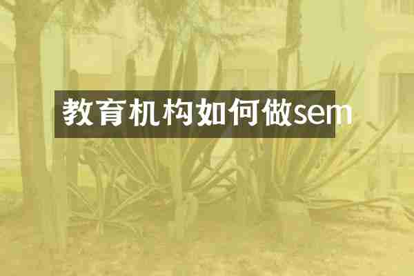 教育机构如何做sem