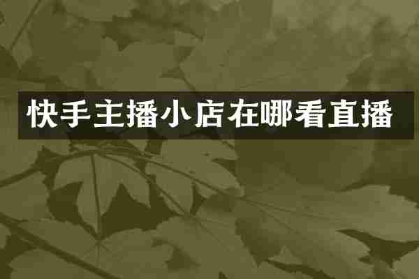 快手主播小店在哪看直播