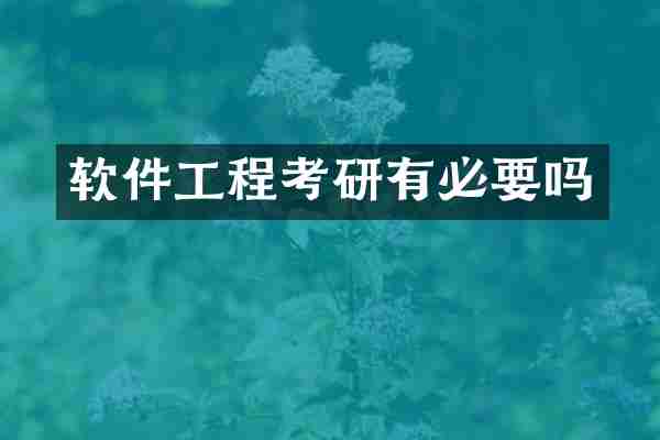 软件工程考研有必要吗