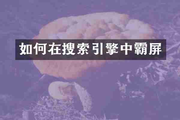如何在搜索引擎中霸屏