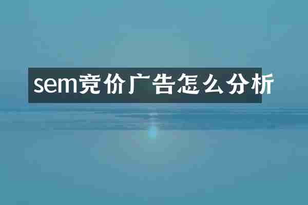 sem竞价广告怎么分析