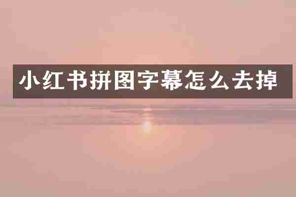 小红书拼图字幕怎么去掉