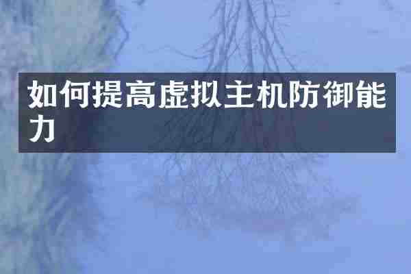 如何提高虚拟主机防御能力