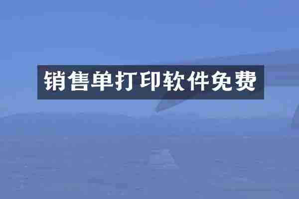销售单打印软件免费