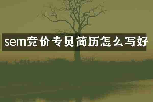 sem竞价专员简历怎么写好