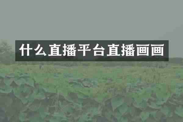 什么直播平台直播画画