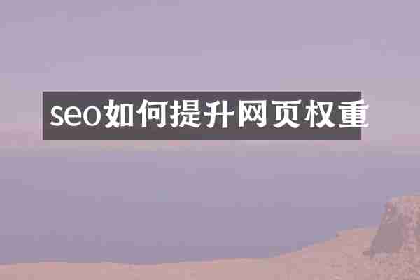 seo如何提升网页权重