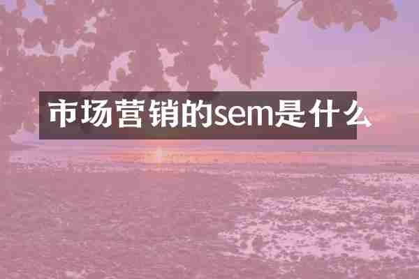 市场营销的sem是什么