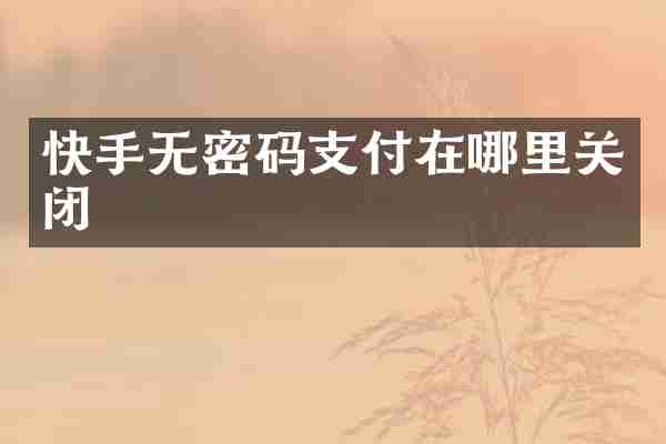 快手无密码支付在哪里关闭