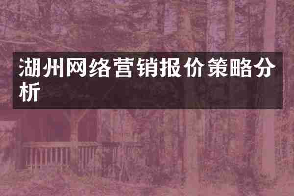 湖州网络营销报价策略分析