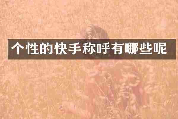 个性的快手称呼有哪些呢