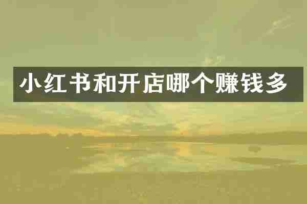 小红书和开店哪个赚钱多
