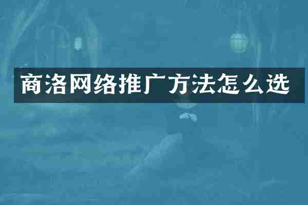 商洛网络推广方法怎么选