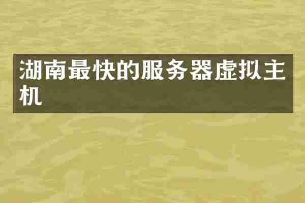 湖南最快的服务器虚拟主机