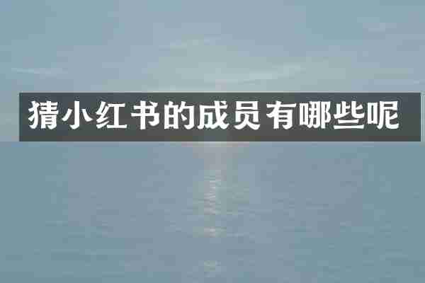 猜小红书的成员有哪些呢