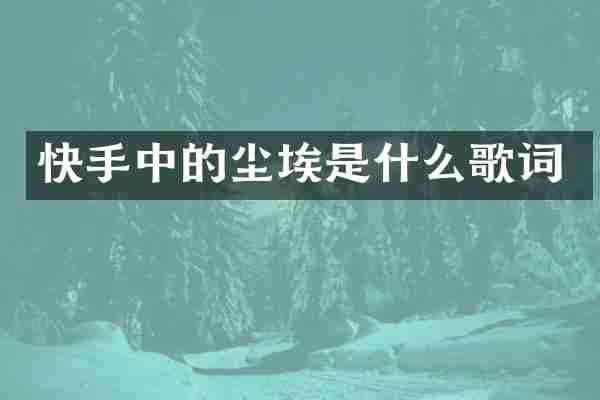 快手中的尘埃是什么歌词