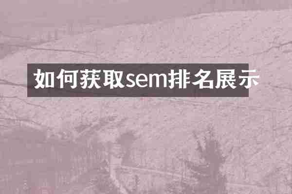 如何获取sem排名展示