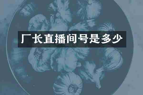 厂长直播间号是多少