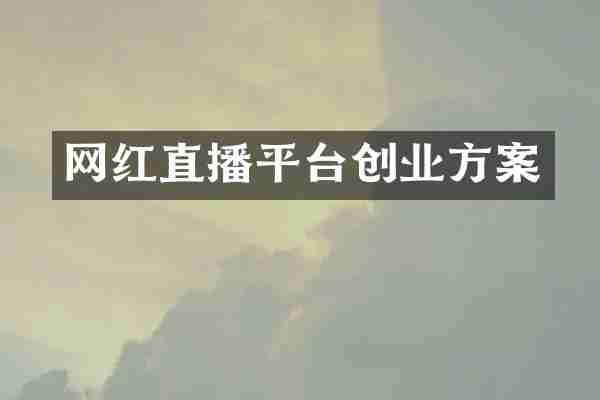 网红直播平台创业方案