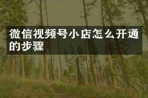 微信视频号小店怎么开通的步骤