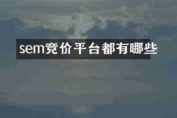 sem竞价平台都有哪些