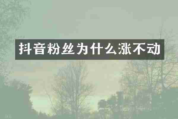 抖音粉丝为什么涨不动