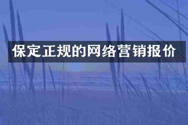 保定正规的网络营销报价