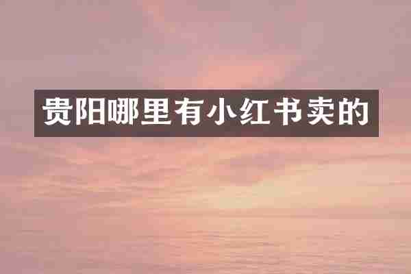 贵阳哪里有小红书卖的