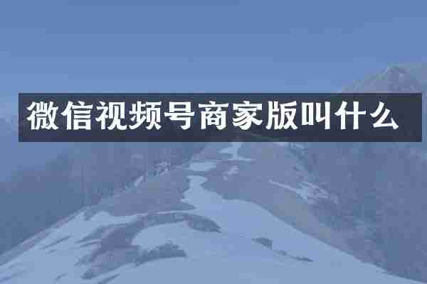 微信视频号商家版叫什么