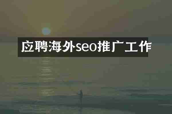 应聘海外seo推广工作
