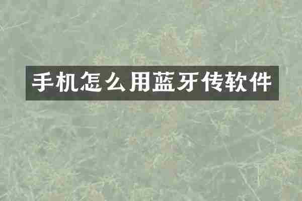 手机怎么用蓝牙传软件