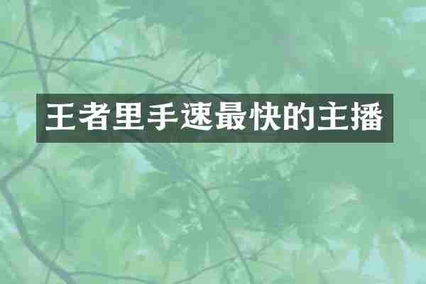 王者里手速最快的主播