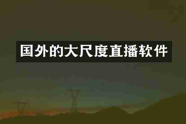 国外的大尺度直播软件