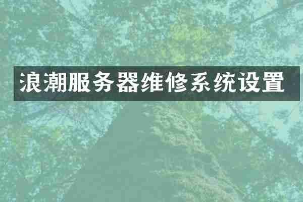 浪潮服务器维修系统设置