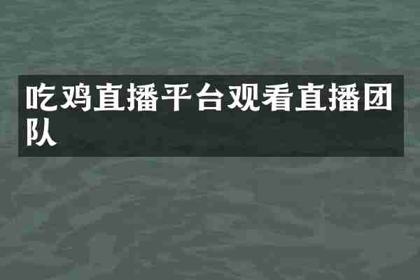吃鸡直播平台观看直播团队