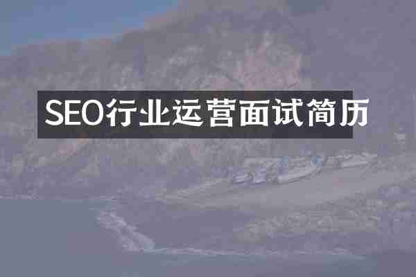 SEO行业运营面试简历