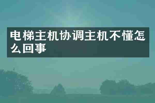 电梯主机协调主机不懂怎么回事