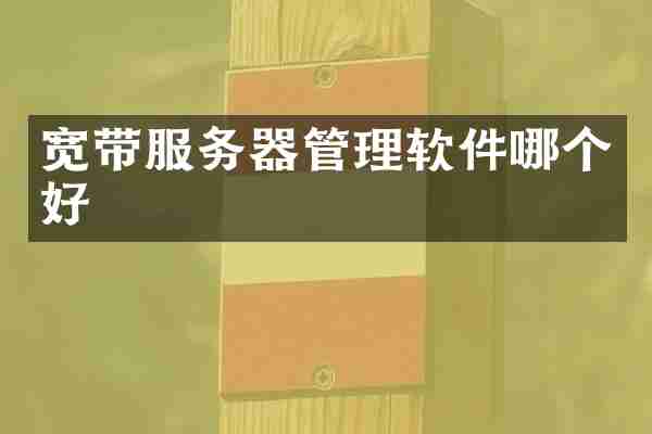 宽带服务器管理软件哪个好