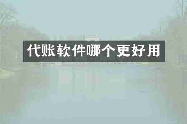 代账软件哪个更好用