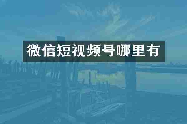 微信短视频号哪里有