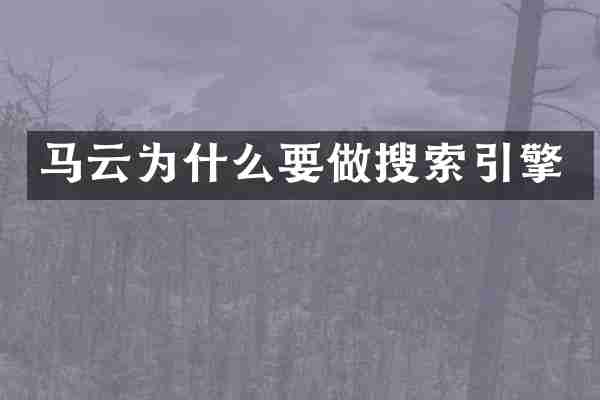 马云为什么要做搜索引擎