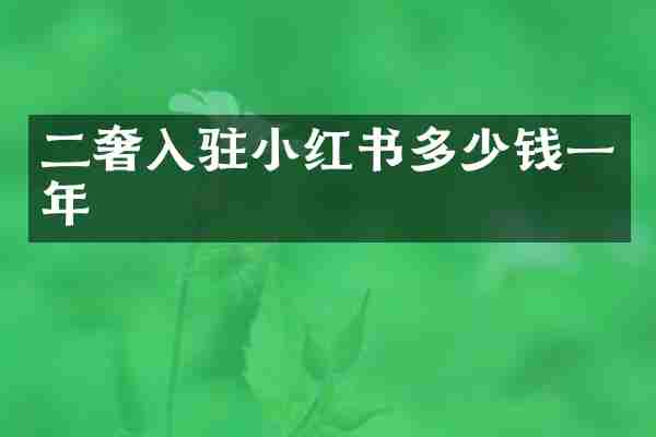 二奢入驻小红书多少钱一年