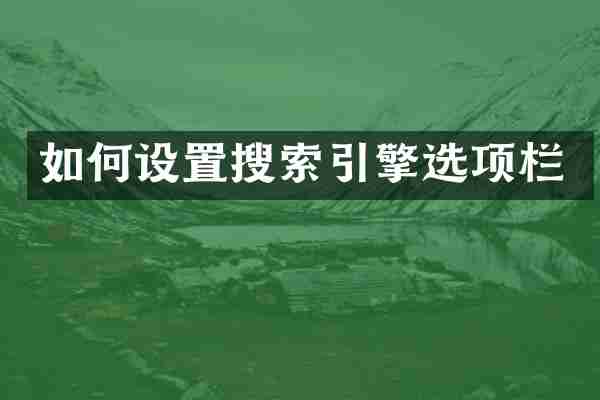 如何设置搜索引擎选项栏