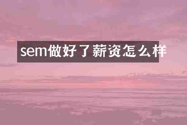 sem做好了薪资怎么样
