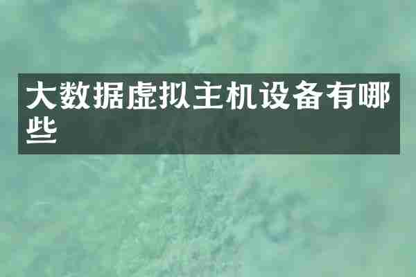大数据虚拟主机设备有哪些