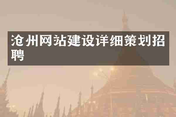 沧州网站建设详细策划招聘