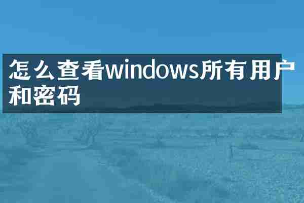 怎么查看windows所有用户名和密码