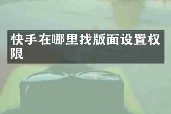 快手在哪里找版面设置权限