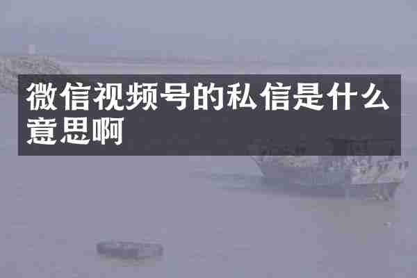 微信视频号的私信是什么意思啊